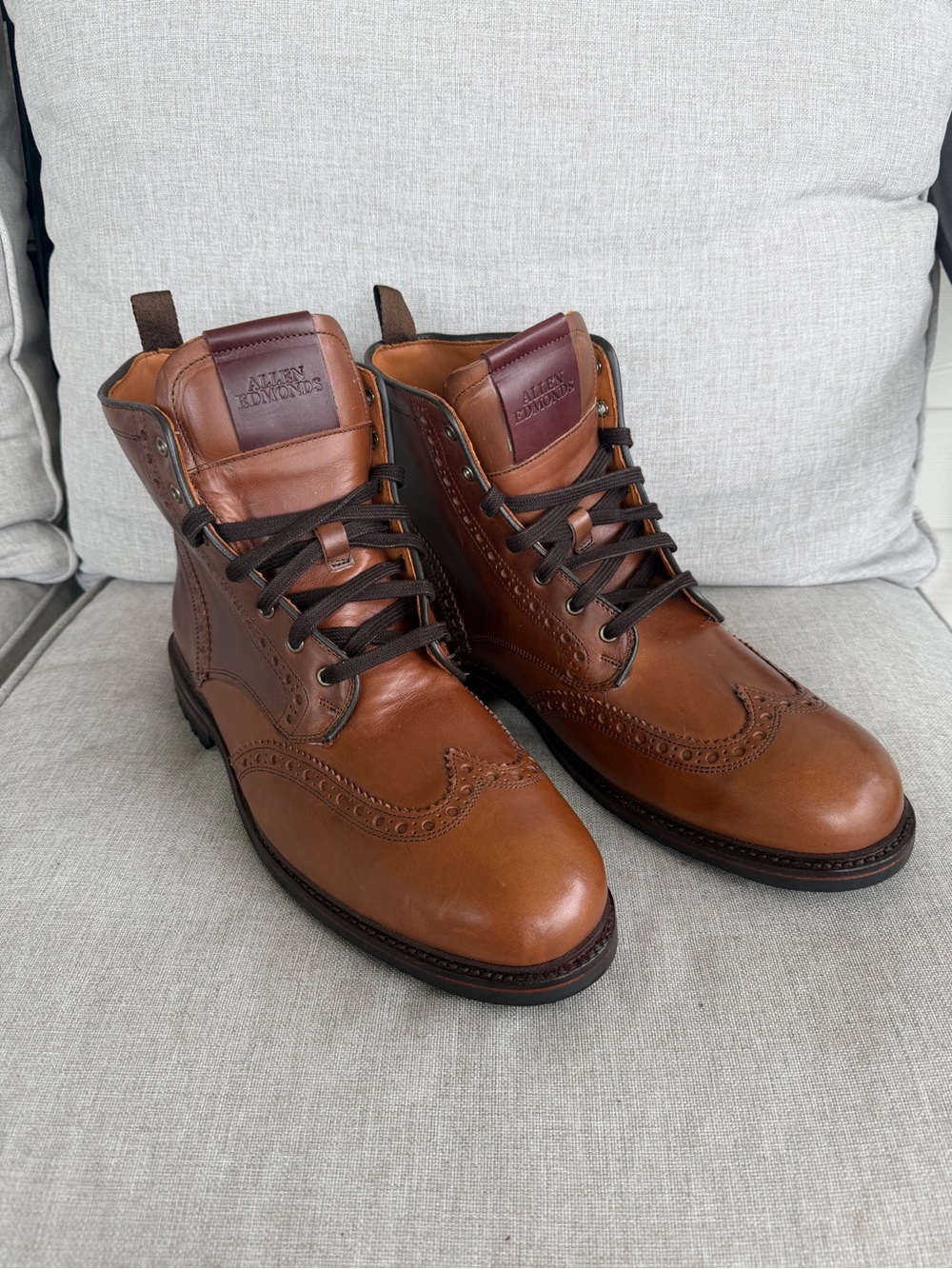 Allen Edmonds Chapman Wingtip Boots Brown Leather Sz 12 EEE